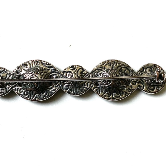 Silver Tone Multicolor Crystal Bib Necklace & Brooch - Picture 6 of 6